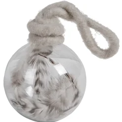 Gifi Boule de Noël transparente avec plume à l’intérieur^ Décoration Sapin