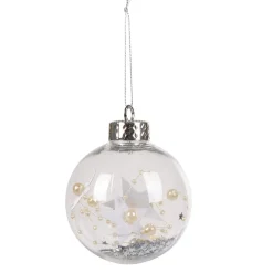 Gifi Boule de Noël transparente avec paillettes et perles dorées^ Décoration Sapin