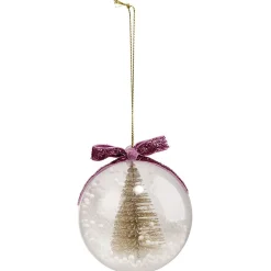 Gifi Boule de Noël transparente décor sapin doré et neige Ø8cm^ Décoration Sapin