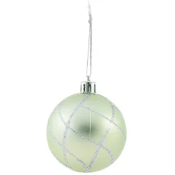 Gifi Boule de Noël vert pailleté argenté x6^ Décoration Sapin