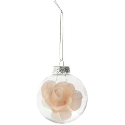 Gifi Boule en verre transparent avec rose^ Décoration Sapin