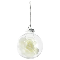Gifi Boule en verre transparent avec rose^ Décoration Sapin