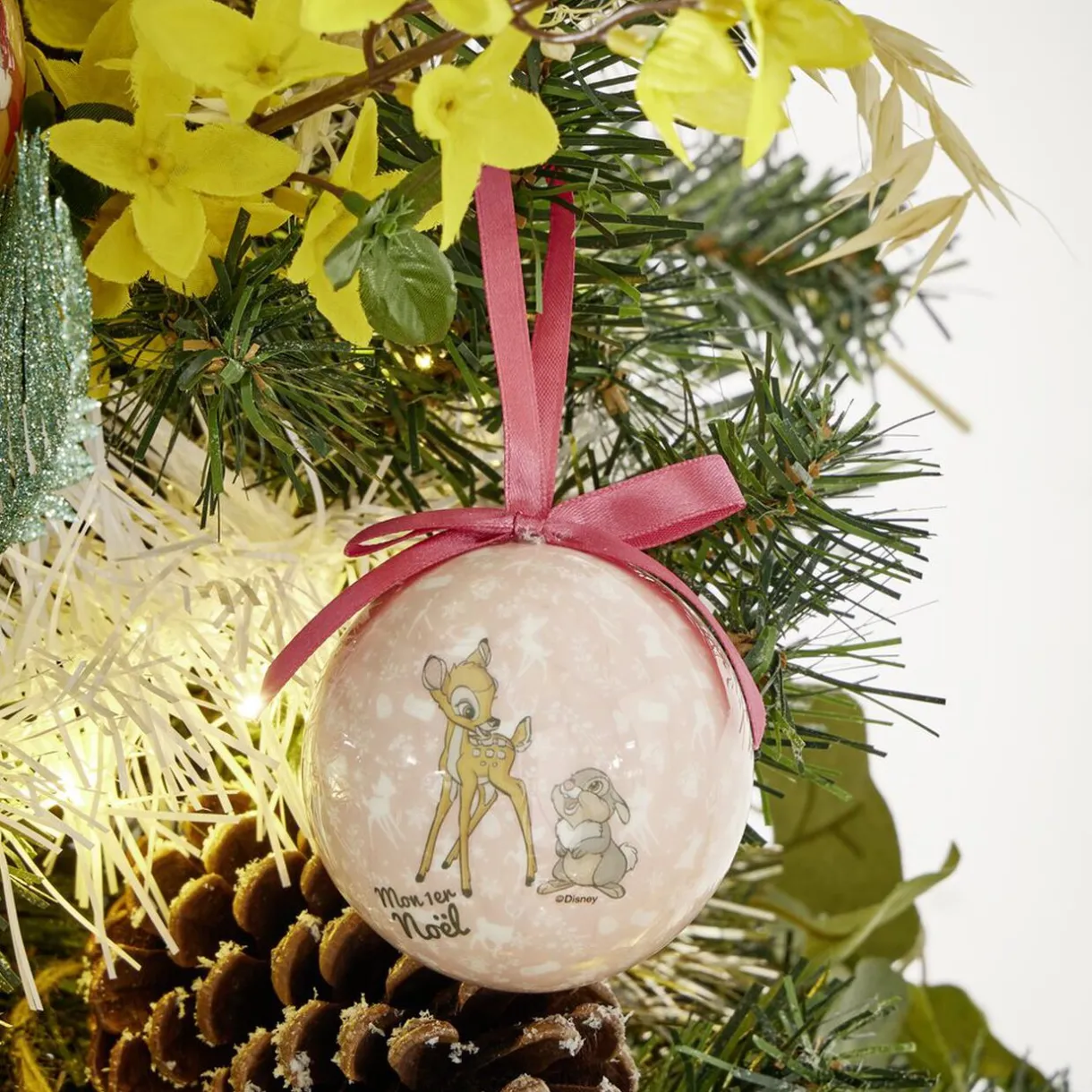 Gifi Boule Mon 1er Noël Disney Bambi rose Ø7,5cm^ Décoration Sapin
