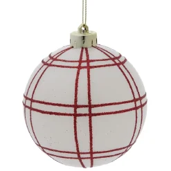 Discount Gifi Boule Noël quadrillage blanc ou rouge Ø8cm - vert/blanc/rouge