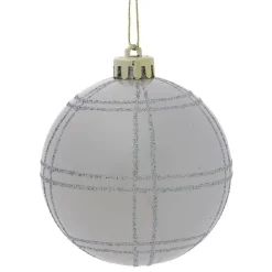 Discount Gifi Boule Noël quadrillage Ø8cm - argenté/blanc/doré