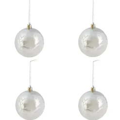 Gifi Boule sapin Noël argent motifs x4^ Décoration Sapin