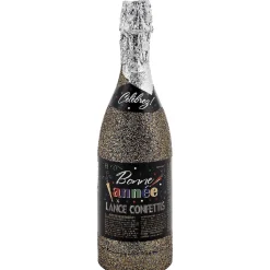 Outlet Gifi Bouteille confettis noir doré H. 32 cm