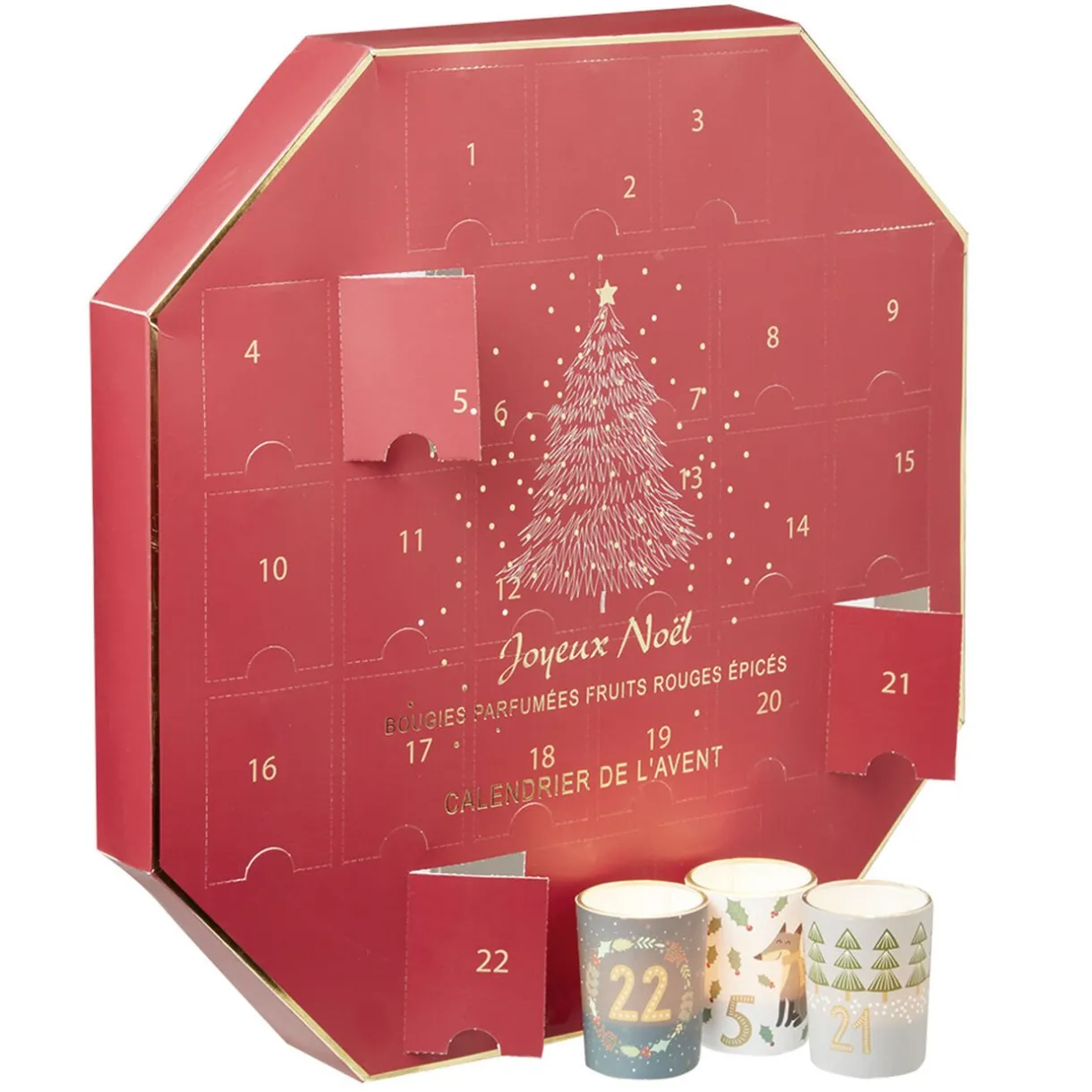 Gifi Calendrier de l'Avent avec 24 bougies parfumées Baies d’hiver^ Loisirs Créatifs Et Emballage Cadeau
