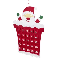 Gifi Calendrier de l'avent Père Noël feutre rouge 25 cases^ Loisirs Créatifs Et Emballage Cadeau