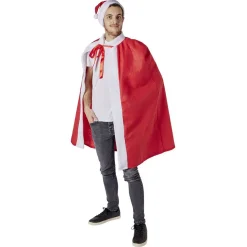 Gifi Cape et bonnet de Noël adulte rouge et blanc^ Déguisement Et Tenue De Noël