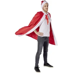 Gifi Cape et bonnet de Noël adulte rouge et blanc^ Déguisement Et Tenue De Noël