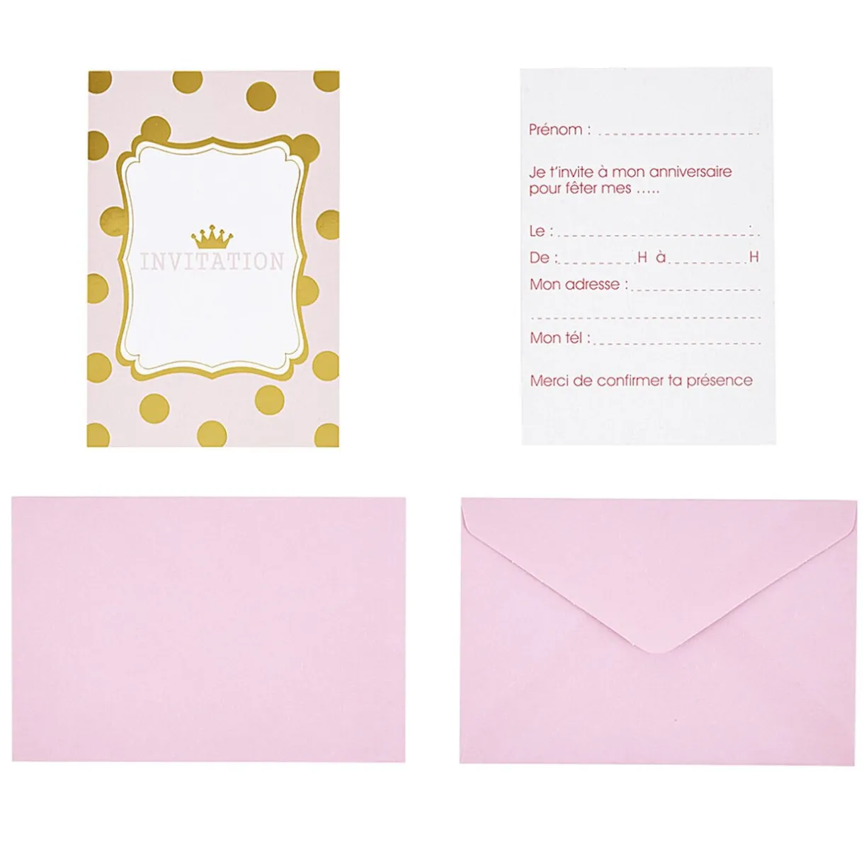 Gifi Carte d'invitation rose et doré à poids avec enveloppe x 8^ Loisirs Créatifs Et Emballage Cadeau