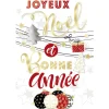Gifi Carte Joyeux Noël et Bonne année motif guirlande boule blanc et rouge^ Loisirs Créatifs Et Emballage Cadeau