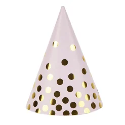 Sale Gifi Chapeau de fête rose à poids doré en carton x 8