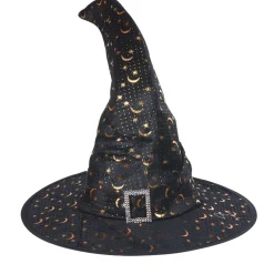 Sale Gifi Chapeau de sorcière noir lune doré Halloween