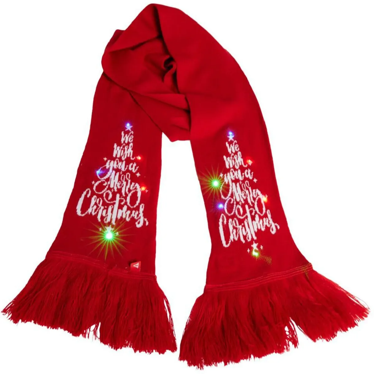 Clearance Gifi Écharpe Merry Christmas lumineuse 12LED rouge