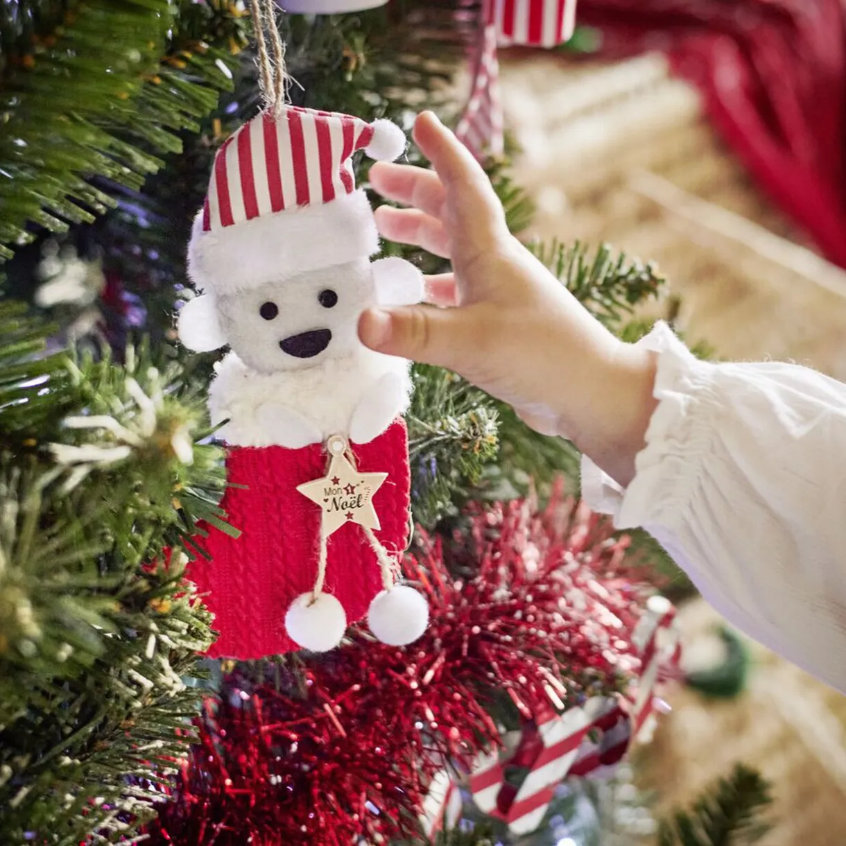 Clearance Gifi Chaussette de Noël en bois à suspendre "Mon 1er Noël" 8,5x9,5cm