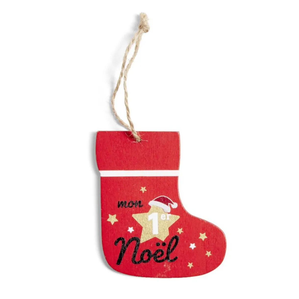 Clearance Gifi Chaussette de Noël en bois à suspendre "Mon 1er Noël" 8,5x9,5cm