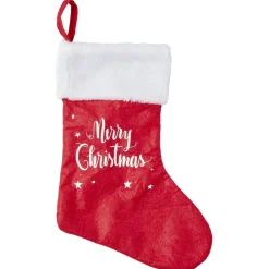 Gifi Chaussette de Noël lumineuse rouge et blanche H38cm^ Décoration Sapin
