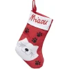 Gifi Chaussette de noël motif chat en texttile^ Décoration Sapin