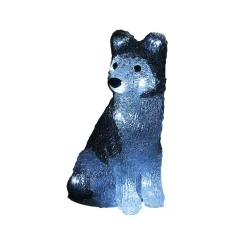 Gifi Chien husky assis lumineux 12 LED blanc froid H17 cm^ Décoration Extérieure De Noël