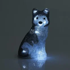 Gifi Chien husky assis lumineux 12 LED blanc froid H17 cm^ Décoration Extérieure De Noël