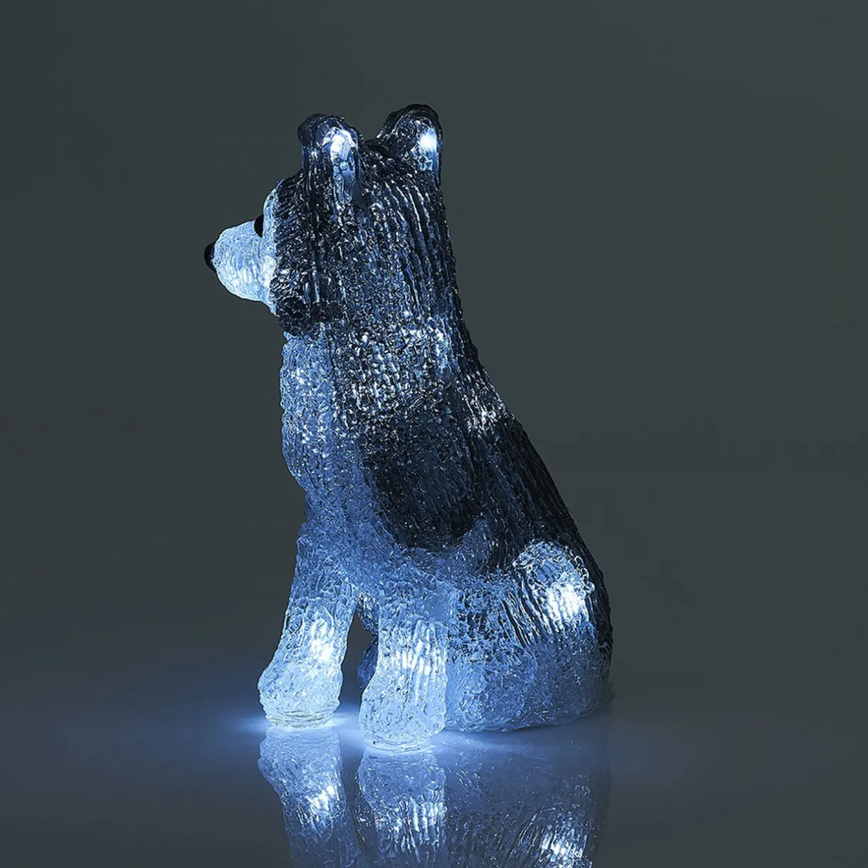 Gifi Chien husky assis lumineux 12 LED blanc froid H17 cm^ Décoration Extérieure De Noël