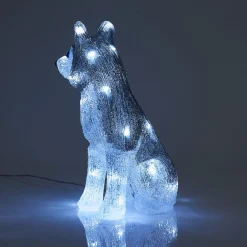 Gifi Chien Husky de Noël 30 LED blanc froid H30cm^ Décoration Extérieure De Noël