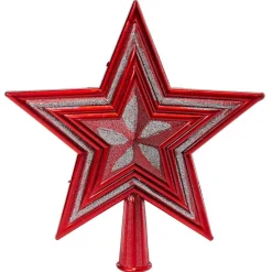 Best Gifi Cimier tête de sapin étoile rouge et argenté H18cm
