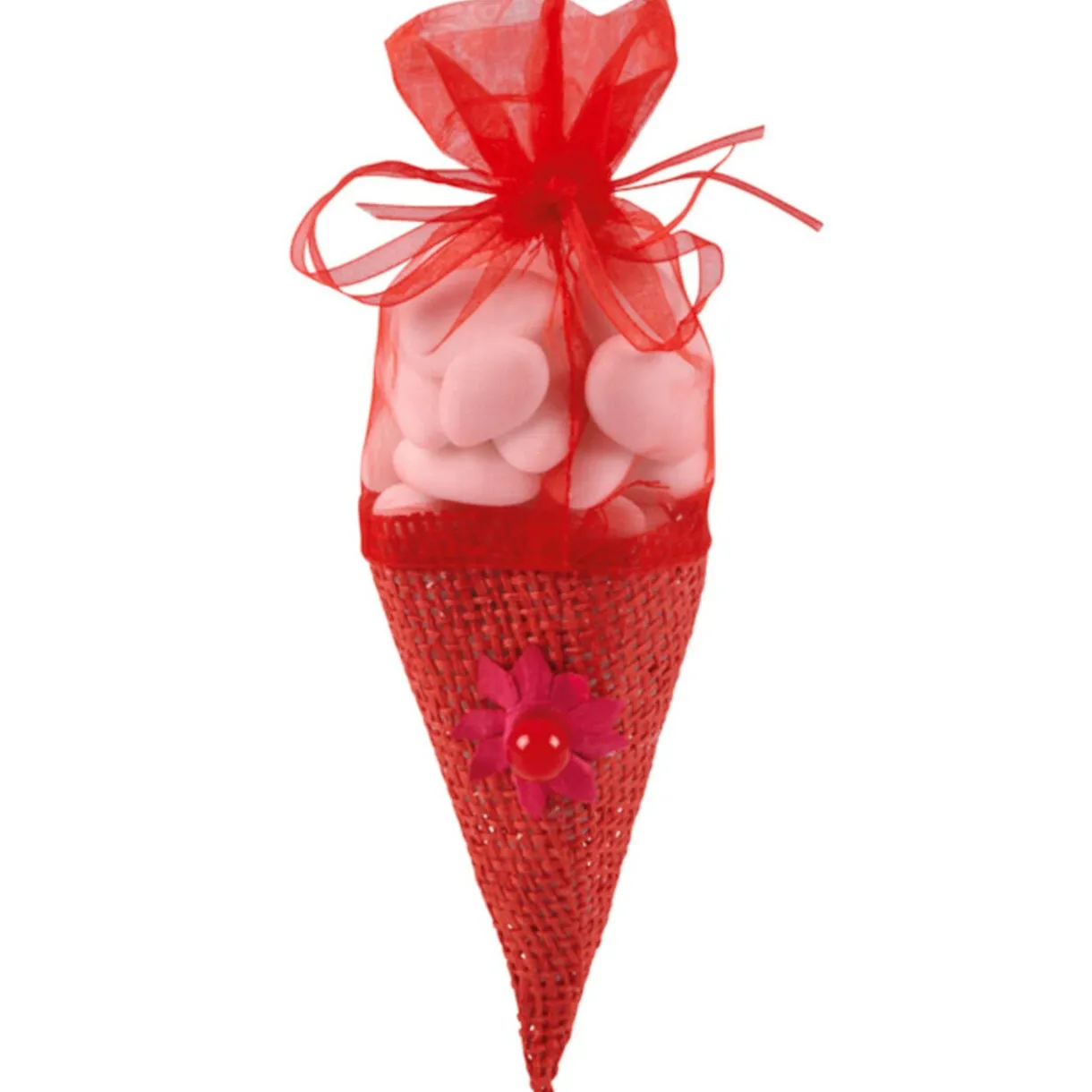 Clearance Gifi Cône à dragées organza rouge x4