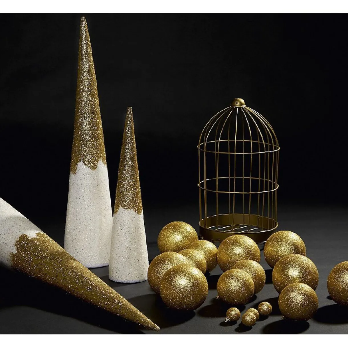 Outlet Gifi Cône blanc et doré Noël