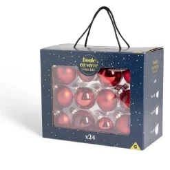 Online Gifi Coffret de 24 boules de Noël - 3 coloris