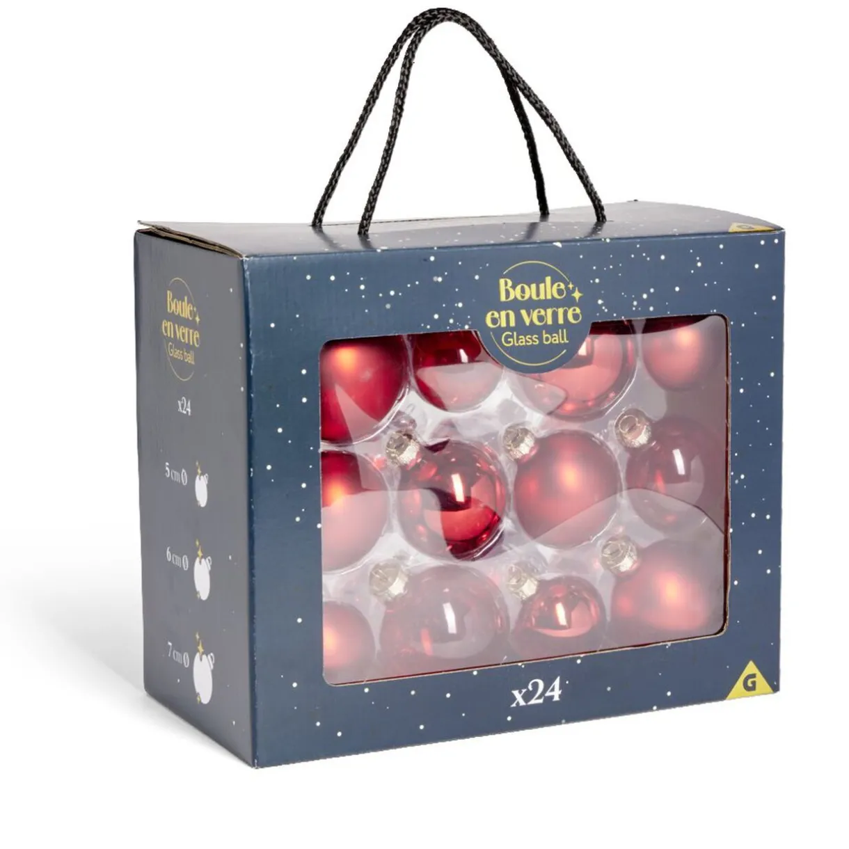 Online Gifi Coffret de 24 boules de Noël - 3 coloris