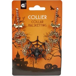 Clearance Gifi Collier araignée Halloween métal noir doré