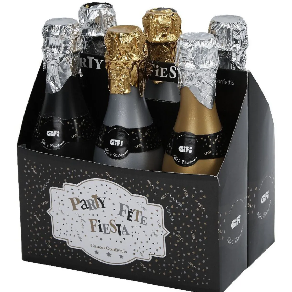 Outlet Gifi Cotillons bouteille argenté doré ou noir