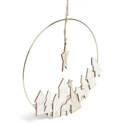 Gifi Couronne à suspendre village de Noël doré^ Décoration Sapin