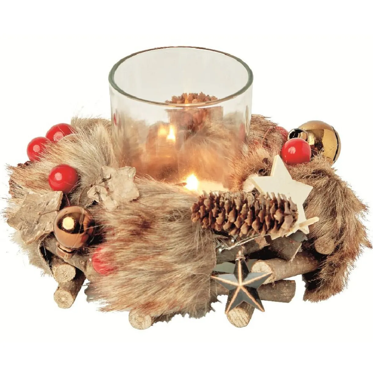Sale Gifi Couronne décorative de Noël avec bougie