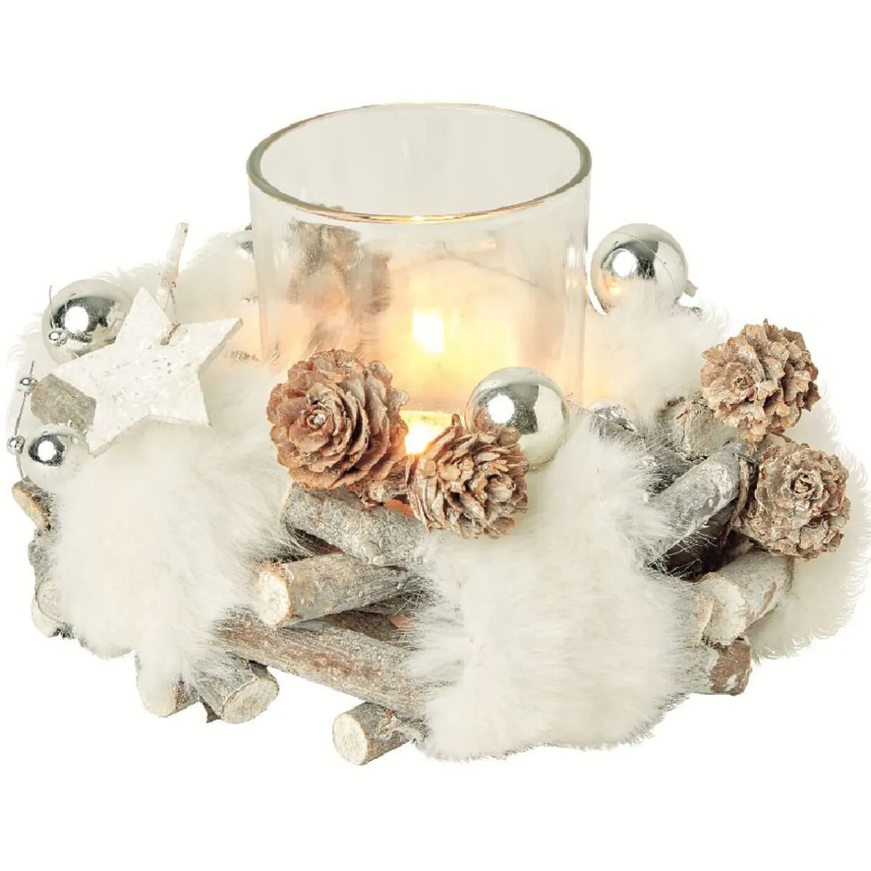 Sale Gifi Couronne décorative de Noël avec bougie