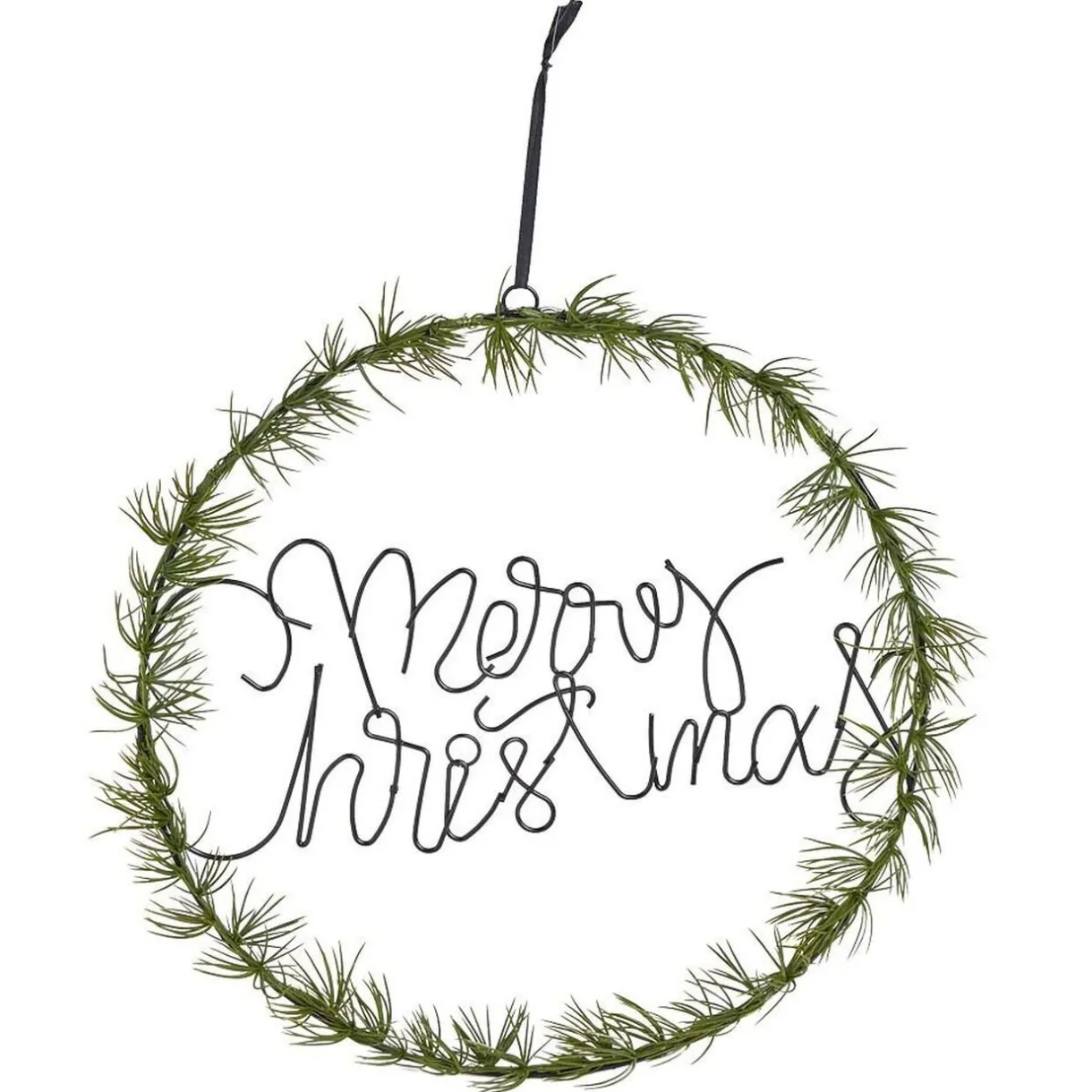 Gifi Couronne de Noël lumineuse effet branche de sapin Merry Christmas 20LED blanc chaud Ø36cm^ Décoration Extérieure De Noël