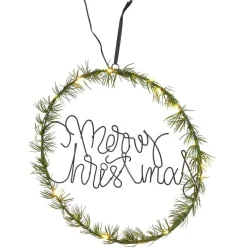 Gifi Couronne de Noël lumineuse effet branche de sapin Merry Christmas 20LED blanc chaud Ø36cm^ Décoration Extérieure De Noël