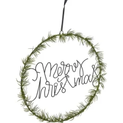 Gifi Couronne de Noël lumineuse effet branche de sapin Merry Christmas 20LED blanc chaud Ø36cm^ Décoration Extérieure De Noël