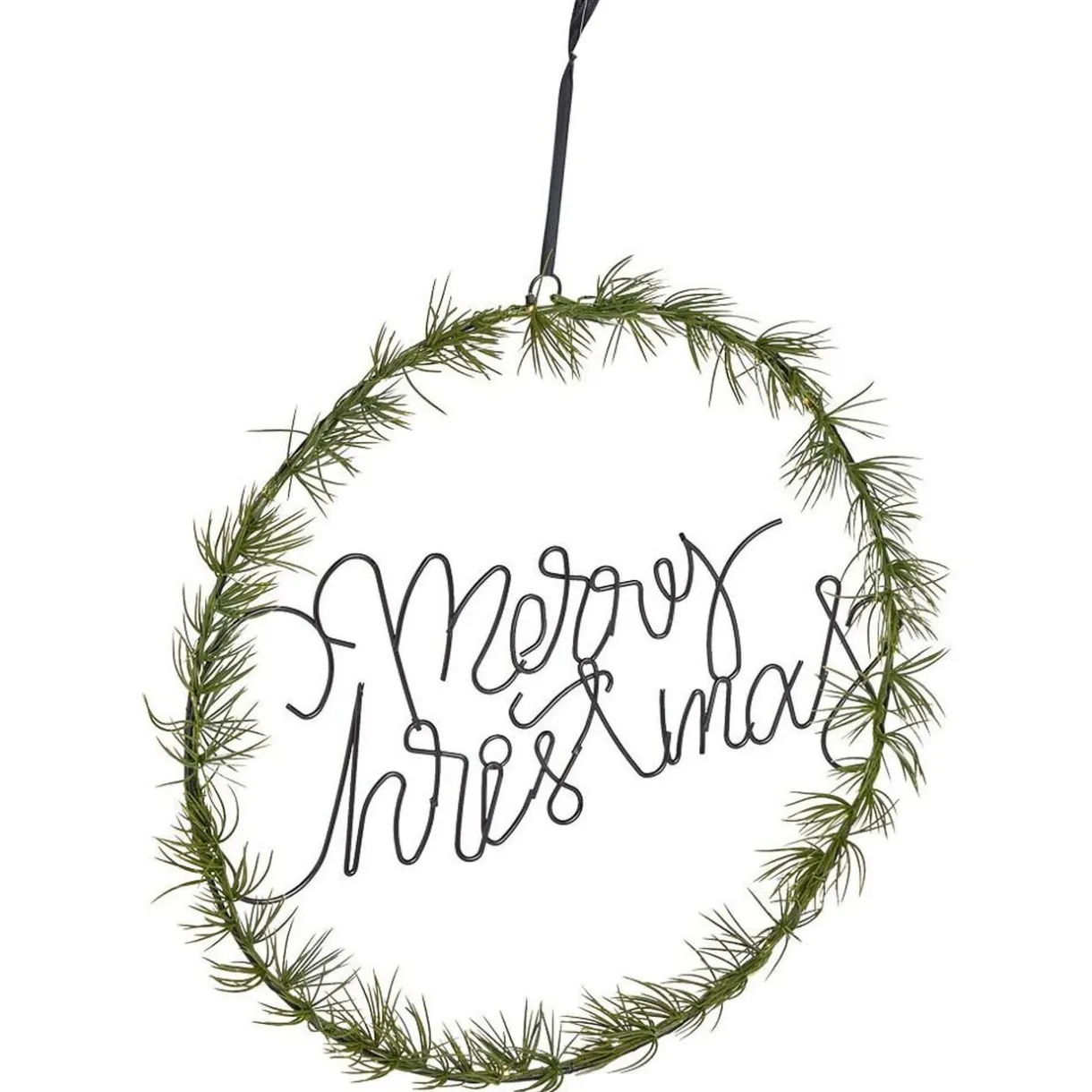 Gifi Couronne de Noël lumineuse effet branche de sapin Merry Christmas 20LED blanc chaud Ø36cm^ Décoration Extérieure De Noël