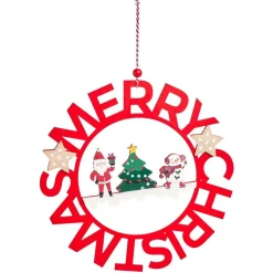Gifi Couronne de Noël Merry Christmas en bois Ø25cm^ Loisirs Créatifs Et Emballage Cadeau