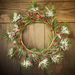 Gifi Couronne de Noël ronde branche sapin vert et baies rouges^ Loisirs Créatifs Et Emballage Cadeau