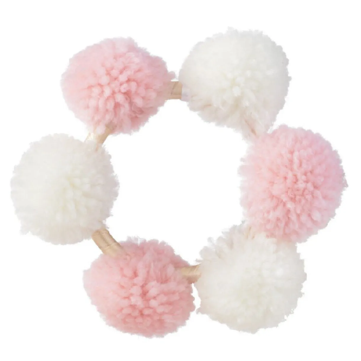 Gifi Couronne de pompons roses et blancs^ Décoration Sapin