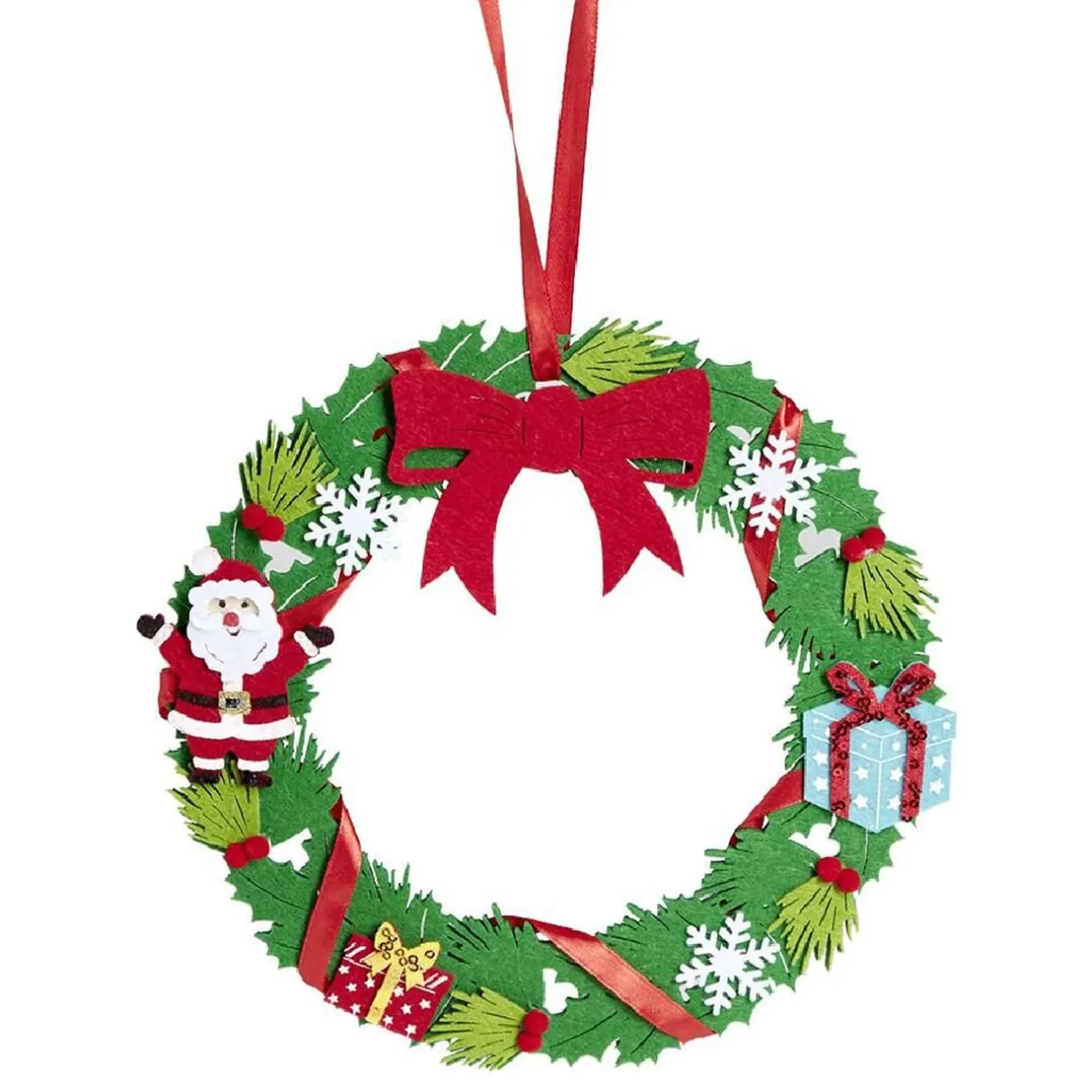 Gifi Couronne Noël feutrine à suspendre H25 cm^ Loisirs Créatifs Et Emballage Cadeau