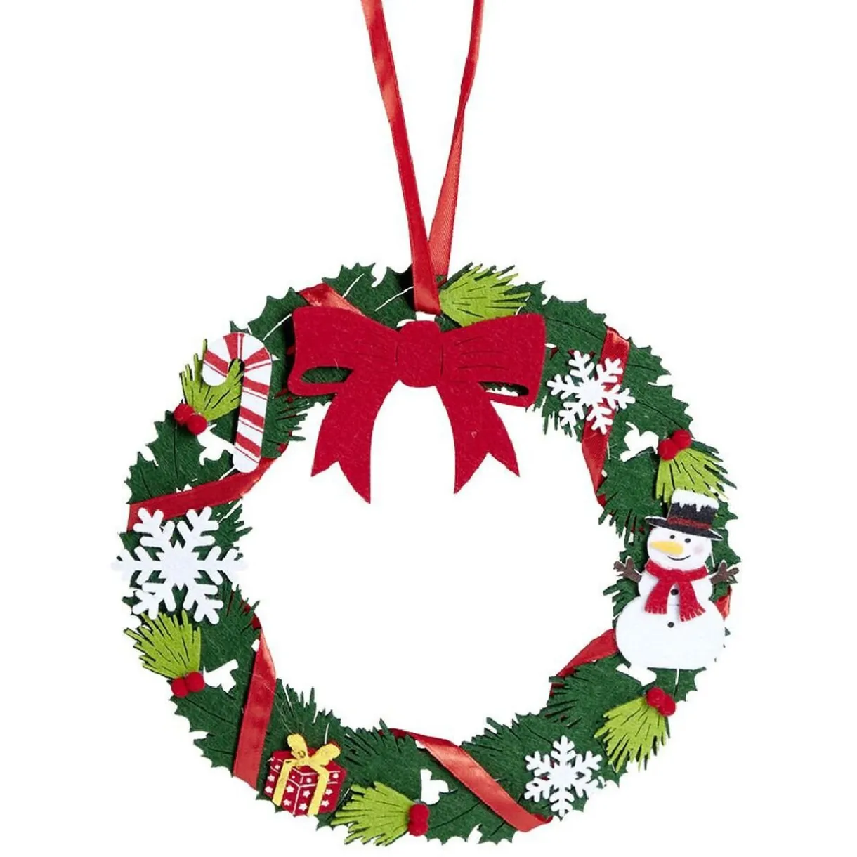 Gifi Couronne Noël feutrine à suspendre H25 cm^ Loisirs Créatifs Et Emballage Cadeau