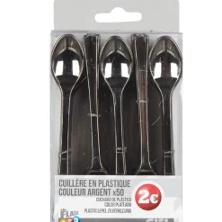 Best Gifi Cuillère en plastique argentée x50