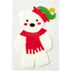 Gifi Déco de fenêtre électrostatique ours de Noël blanc L12 x l18 cm^ Décoration De Fenêtre