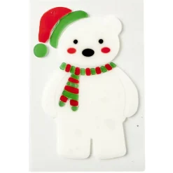 Gifi Déco de fenêtre électrostatique ours de Noël blanc L12 x l18 cm^ Décoration De Fenêtre